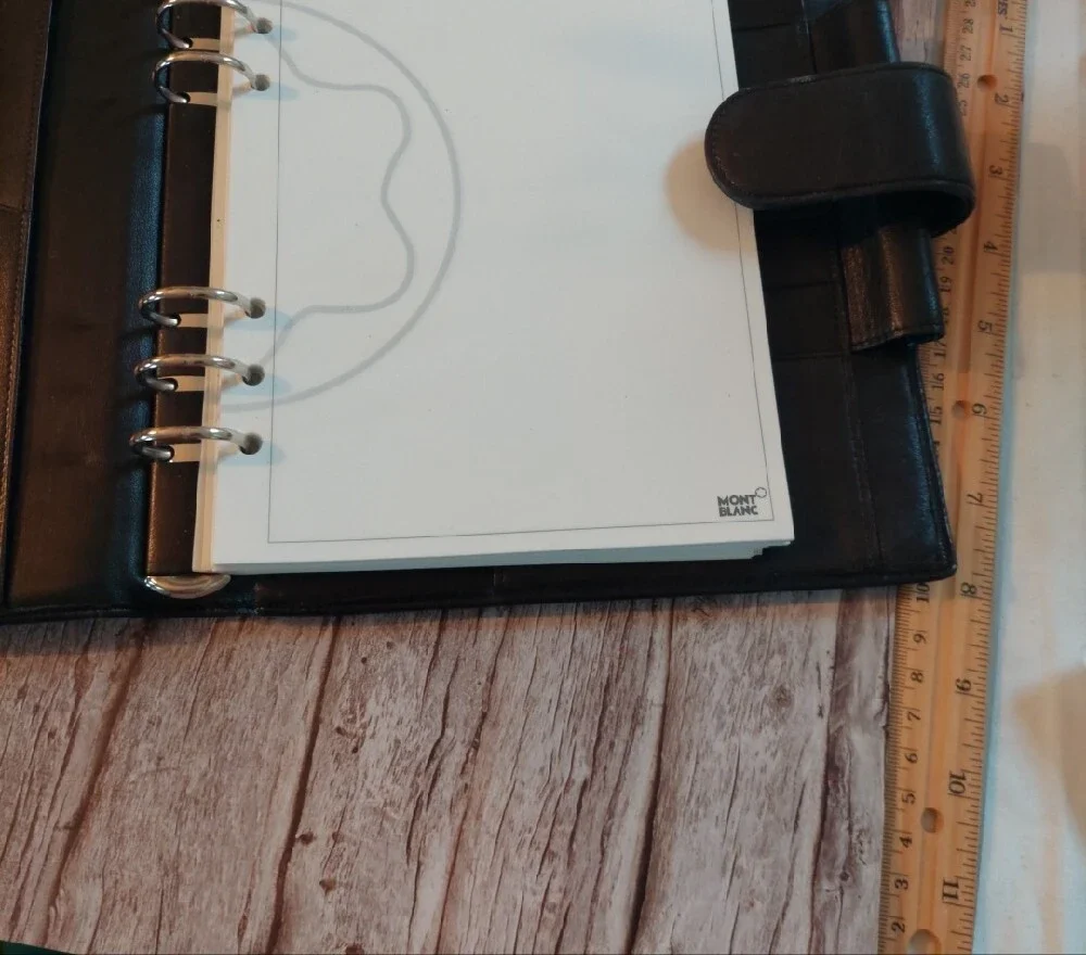 Montblanc Black Leather Filofax/ Organizer Platinum Corner Logo 8